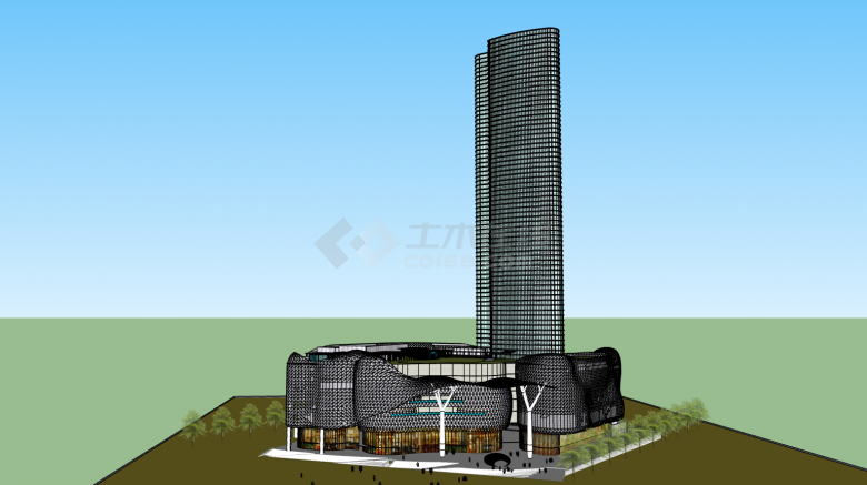 新加坡综合体建筑su模型-图一