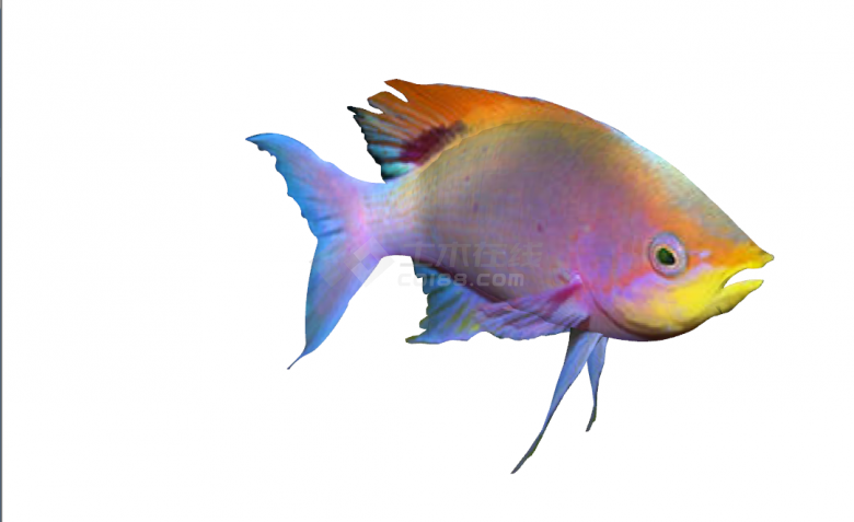 现代彩色鱼雕塑小品海洋生物su模型-图二