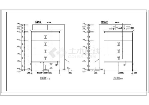 长55.7米 宽16.95米 6层办公楼建筑施工图-图一