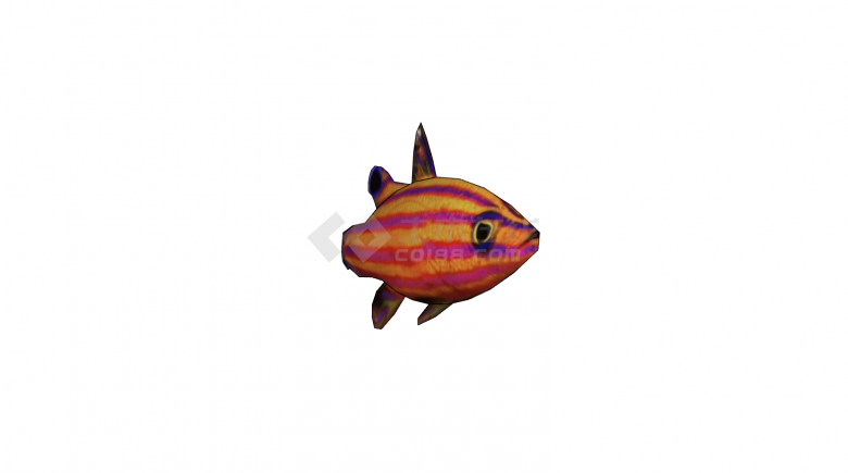 水族馆彩色横纹鱼类动物su模型-图二