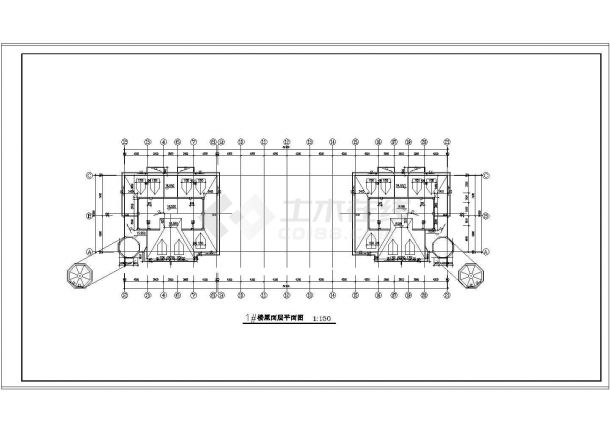某多层砖混结构商业广场设计cad全套建筑施工图（标注详细）-图一