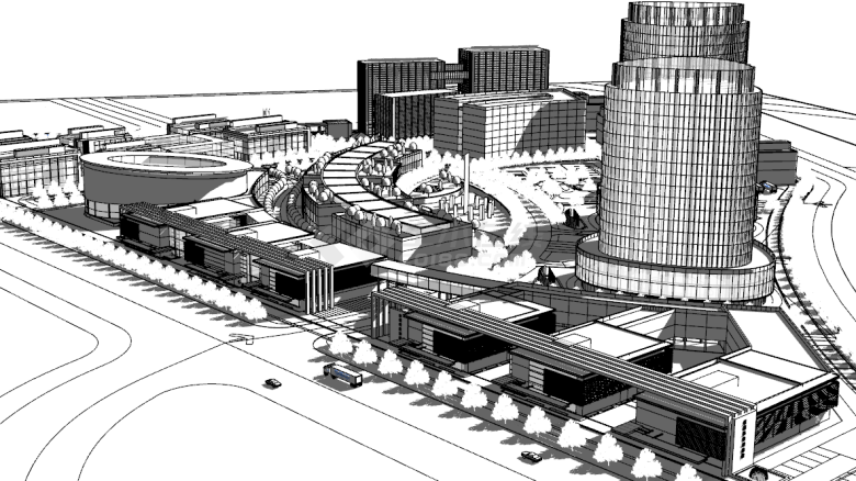 新疆创新科技园设计su模型-图一
