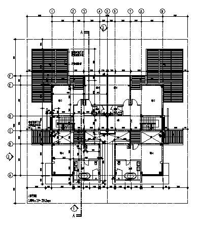 三层带地下室双拼豪华别墅建筑施工cad图，共是十一张-图一