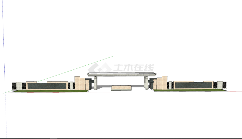 大理石装饰厂区学校大门入口su模型-图一