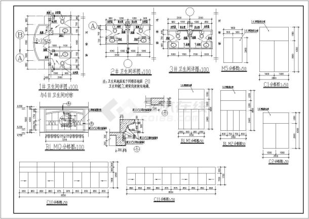 某多层框架结构商业综合楼设计cad全套建筑施工图（标注详细）-图二