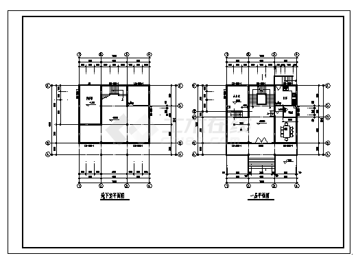 某三层带阁楼水乡小别墅建筑施工cad图(带地下室设计，共二十六张)-图二