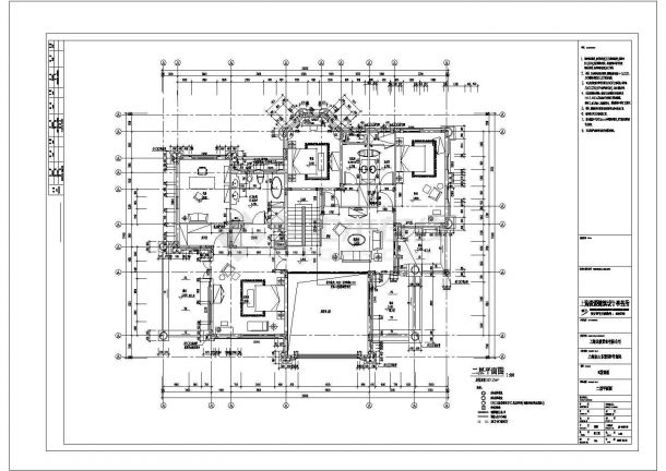 某二层豪华别墅设计cad全套建筑施工图纸（标注详细）-图一