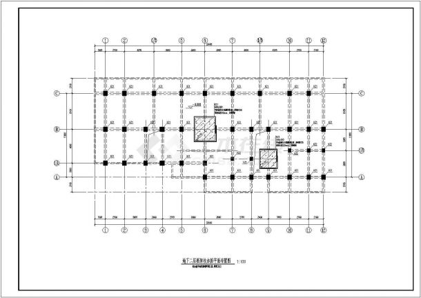 九层框架结构住宅地下室碳纤维 加固图CAD图纸-图一