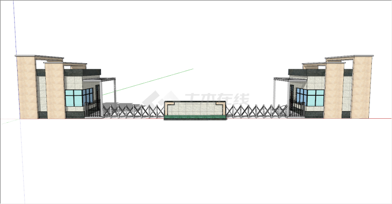 商务气派的厂区学校大门入口su模型-图一