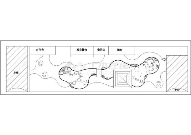 某私人小庭院绿化规划设计cad总平面施工图（标注详细）-图二