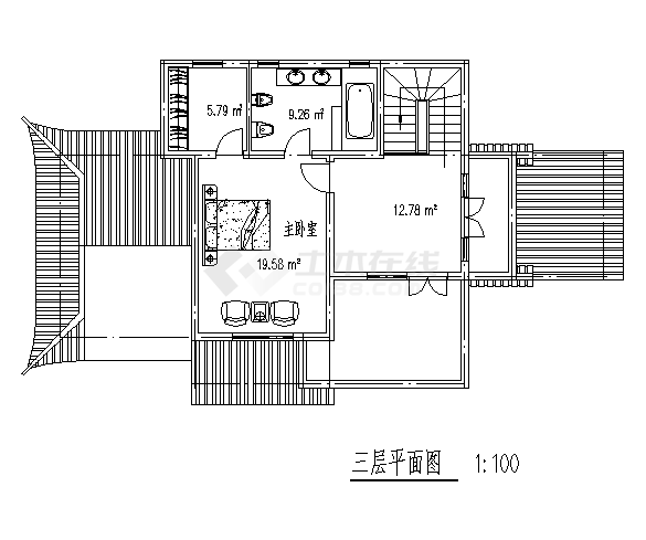 苏州某三层江枫园别墅建筑施工cad图，共八张-图二
