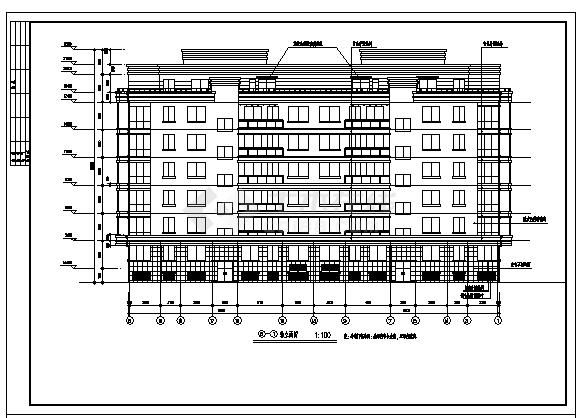 苏州某六层香城花园住宅建筑施工cad图(带半地下室设计，共二十张)-图二