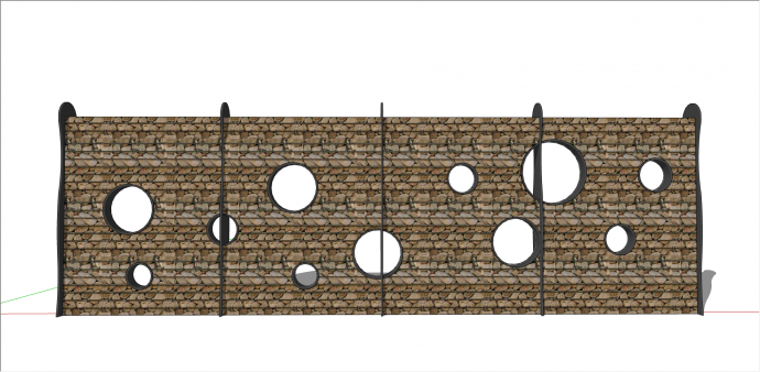 鹅暖石制带圆形图案的石笼su模型_图1