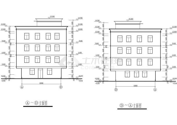 某四层出租房建筑平立面CAD设计大样施工图纸-图二