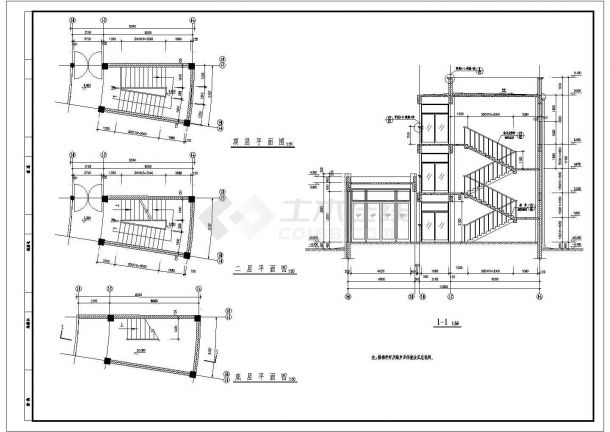 某成人培训学校教学楼CAD建筑设计完整大样图纸-图二
