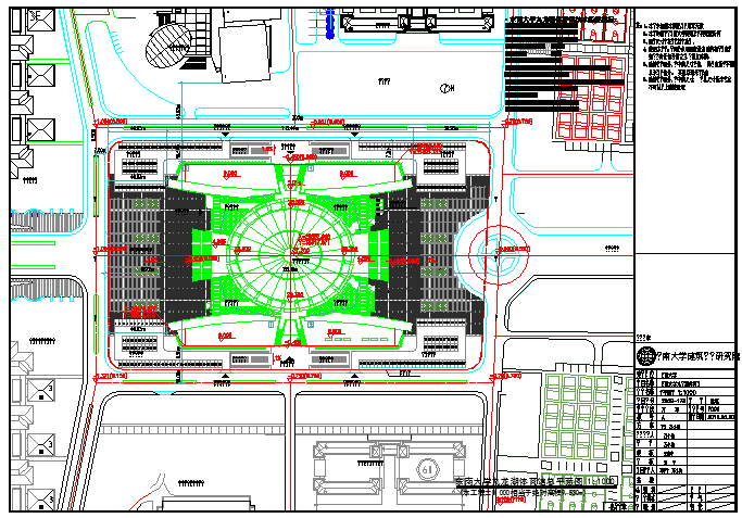 某东南大学九龙湖体育馆CAD完整设计平立剖面图纸_图1