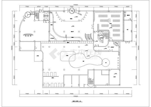某经济区步行街洗浴中心建筑设计完整方案CAD图纸-图一