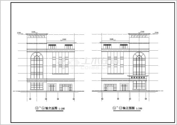 某经济区步行街娱乐城建筑设计完整方案CAD图纸-图二