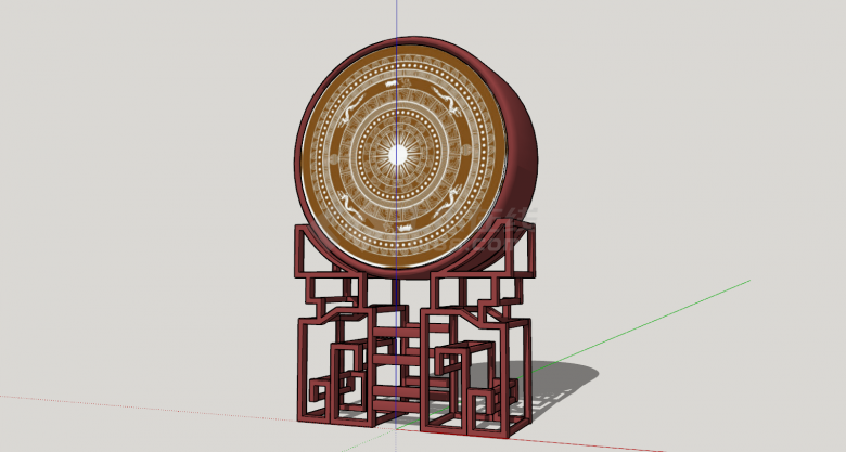 中式铜鼓架子鼓景观su模型-图二