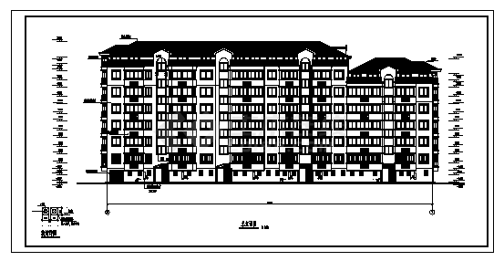 六层带阁楼住宅建筑施工cad图(带车库设计，共十五张)-图一