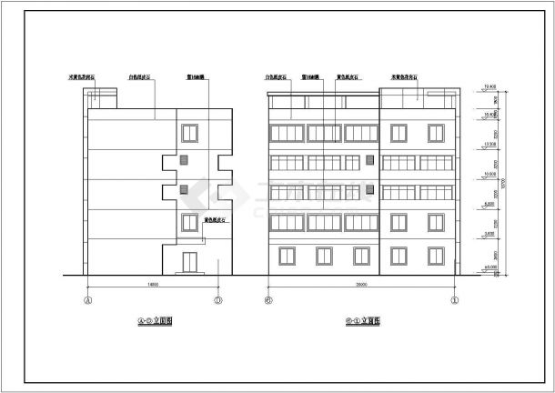 某经济区宿舍餐厅建筑设计完整方案CAD图纸-图二