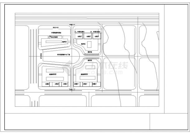 某经济发展区汽车城建筑设计完整方案CAD图纸-图一