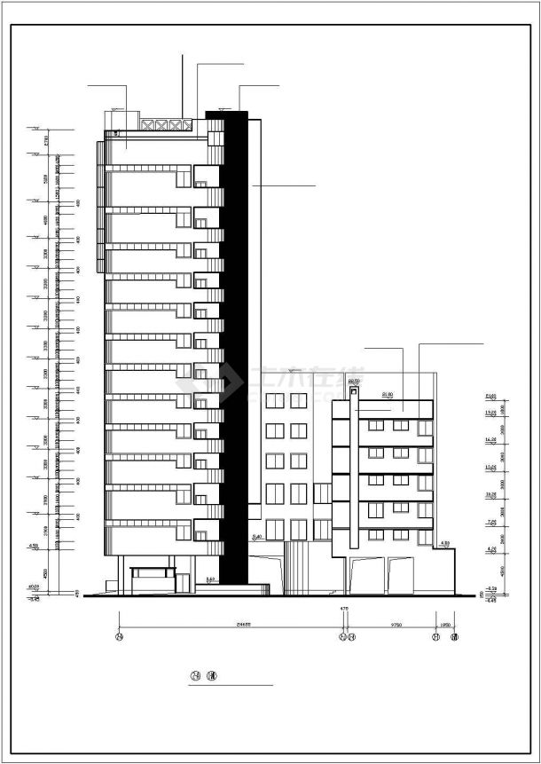 某经济发展区三星级宾馆建筑设计完整方案CAD图纸-图二