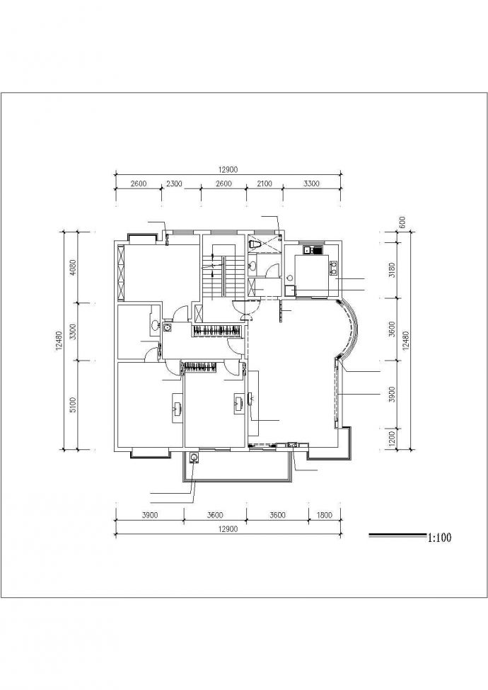 某经济发展区平价商品房建筑整体设计方案CAD图纸_图1