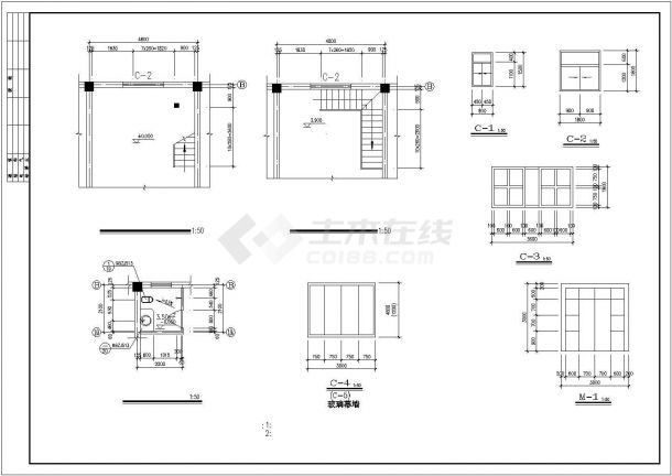 某经济发展区平价商铺建筑扩出设计方案CAD图纸-图二