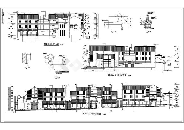 某经济发展区商业街建筑整体设计方案CAD图纸-图二