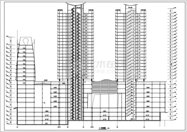 某经济发展区商业写字楼建筑全套设计方案CAD图纸-图一