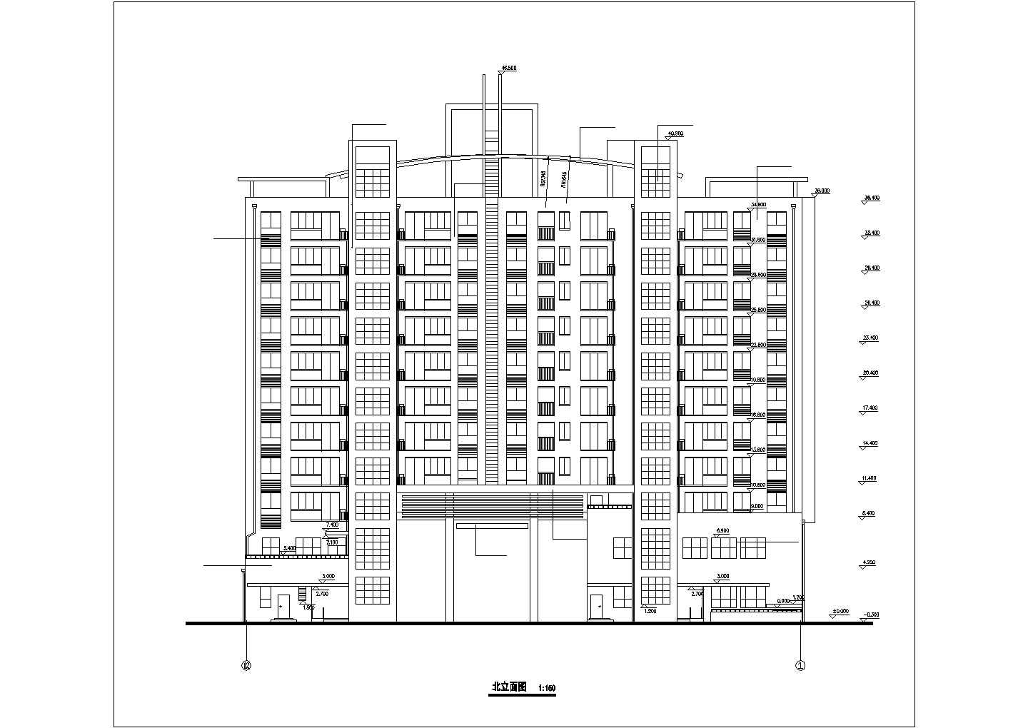 某经济发展区办公商住楼建筑全套设计方案CAD图纸