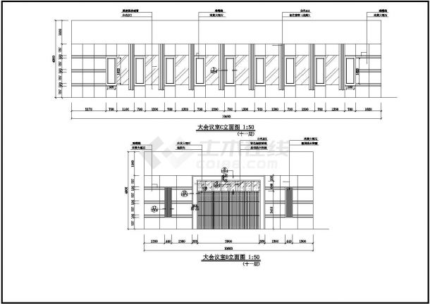某大学行政楼8层9层11层立面图CAD全套装修施工图-图一