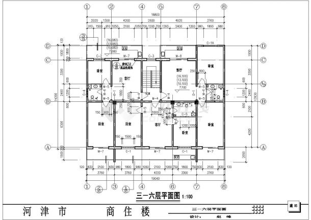 某商务经济圈商住楼建筑初步设计方案CAD图纸-图二