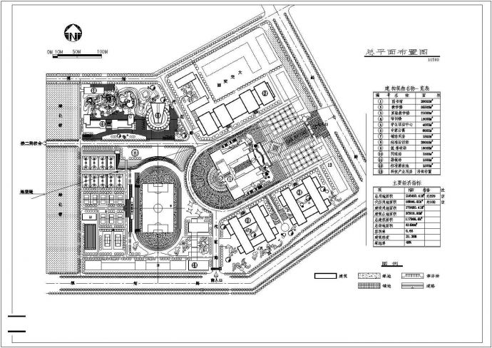 上海某大学CAD建筑设计总体规划方案图_图1
