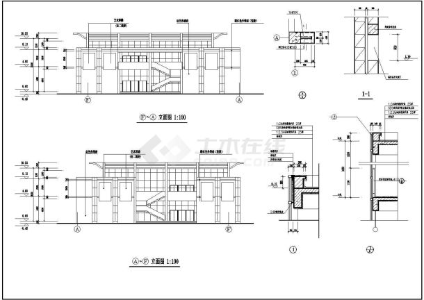 某高校学院新校舍CAD建筑设计大样平立剖施工图-图二