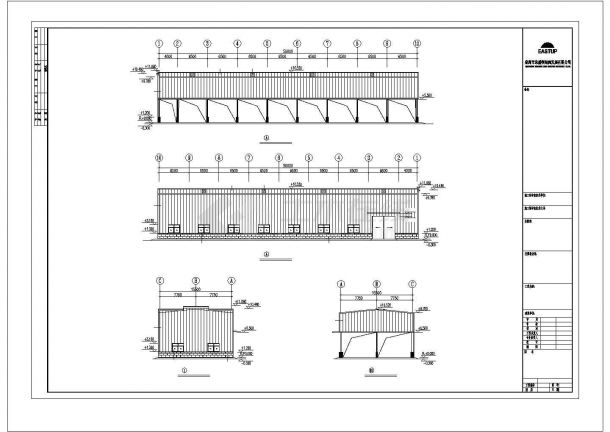 西宁市海口北路某大型采石场单层钢结构厂房全套建筑设计CAD图纸-图二