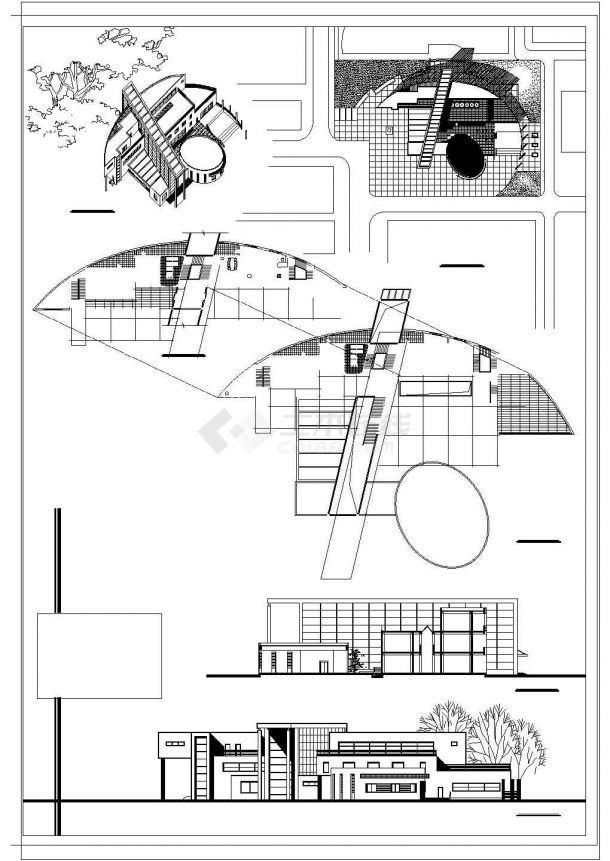 某高校大学生活动中心CAD框架结构全套设计方案图-图二