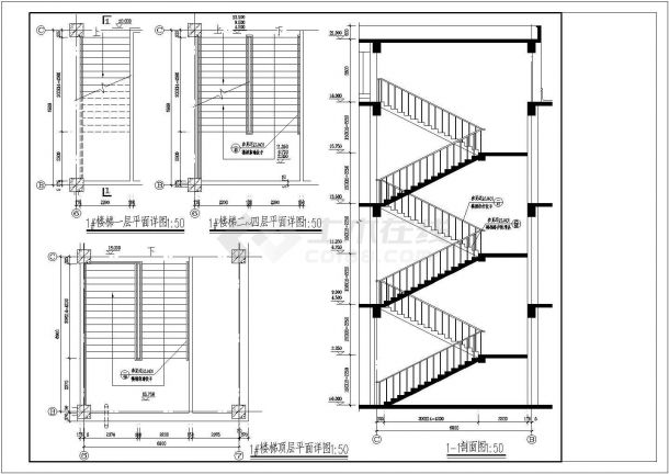 某中学学校图书馆CAD建筑设计详细施工图-图二