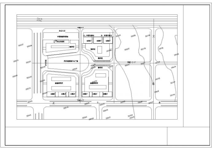 某大型汽车城规划设计cad总平面施工图（标注详细）_图1