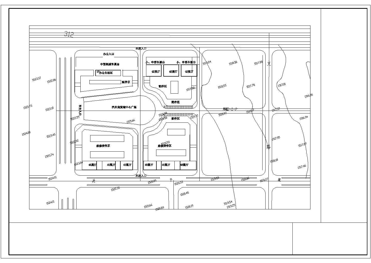 某大型汽车城规划设计cad总平面施工图（标注详细）