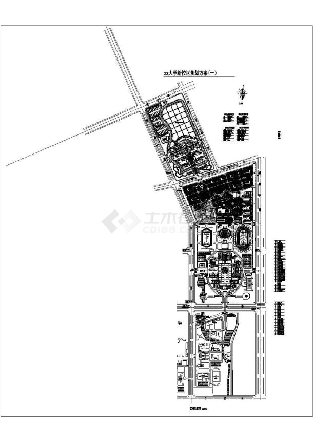广东某大学CAD建筑设计完整详细规划图-图一