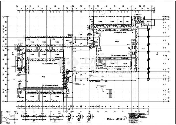 成都某大学教学楼CAD建筑施工图平面图纸-图一
