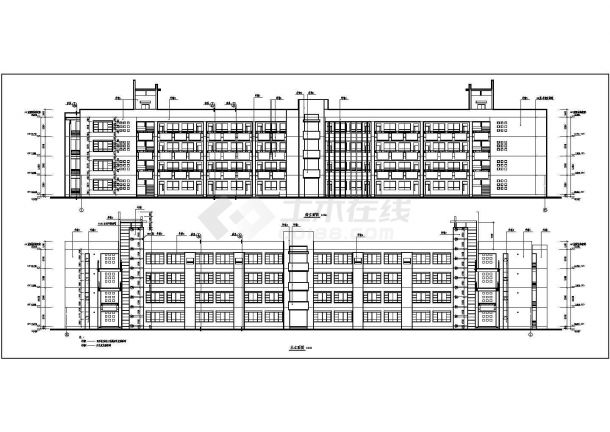 西安某大学教学楼CAD全套建筑设计施工图-图二