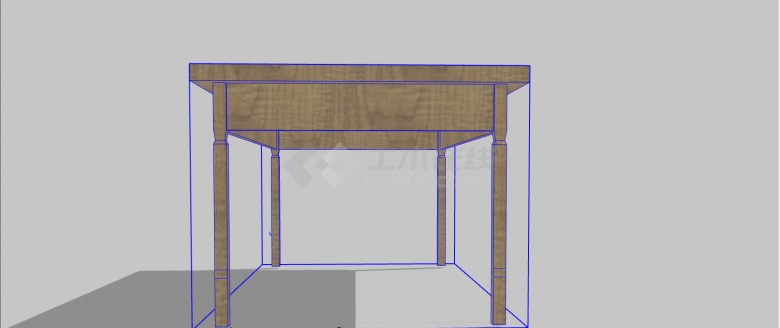 木质长方形办公室桌子su模型-图二
