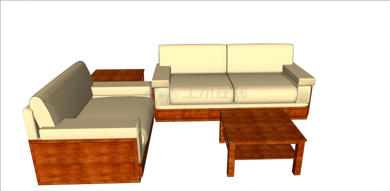 木制行政办公沙发su模型-图二