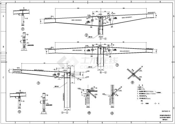 某轻钢结构主厂房钢结构设计cad全套施工图（含设计说明）-图一