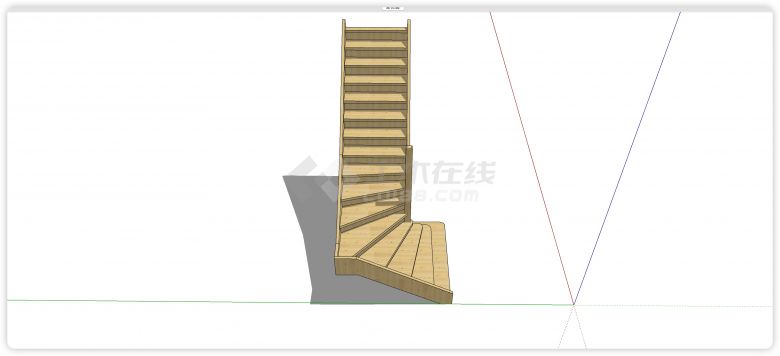 直角实木楼梯室内楼梯su模型-图二