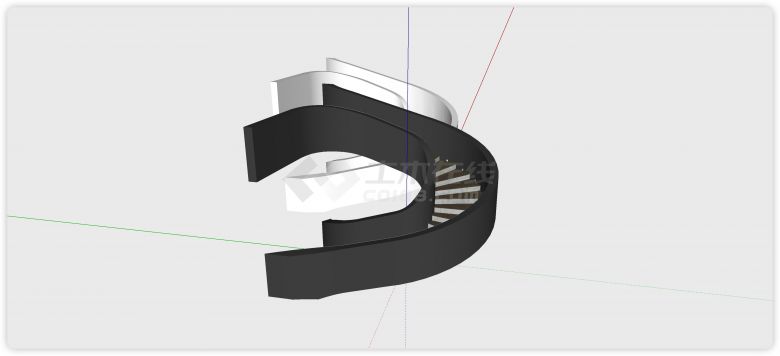 黑白扶手艺术造型楼梯su模型-图二