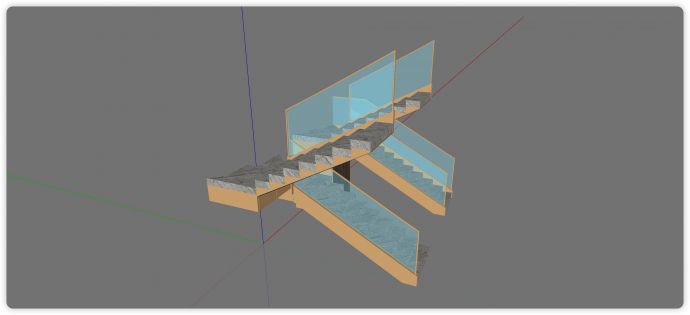 金属包边玻璃扶手楼梯su模型_图1